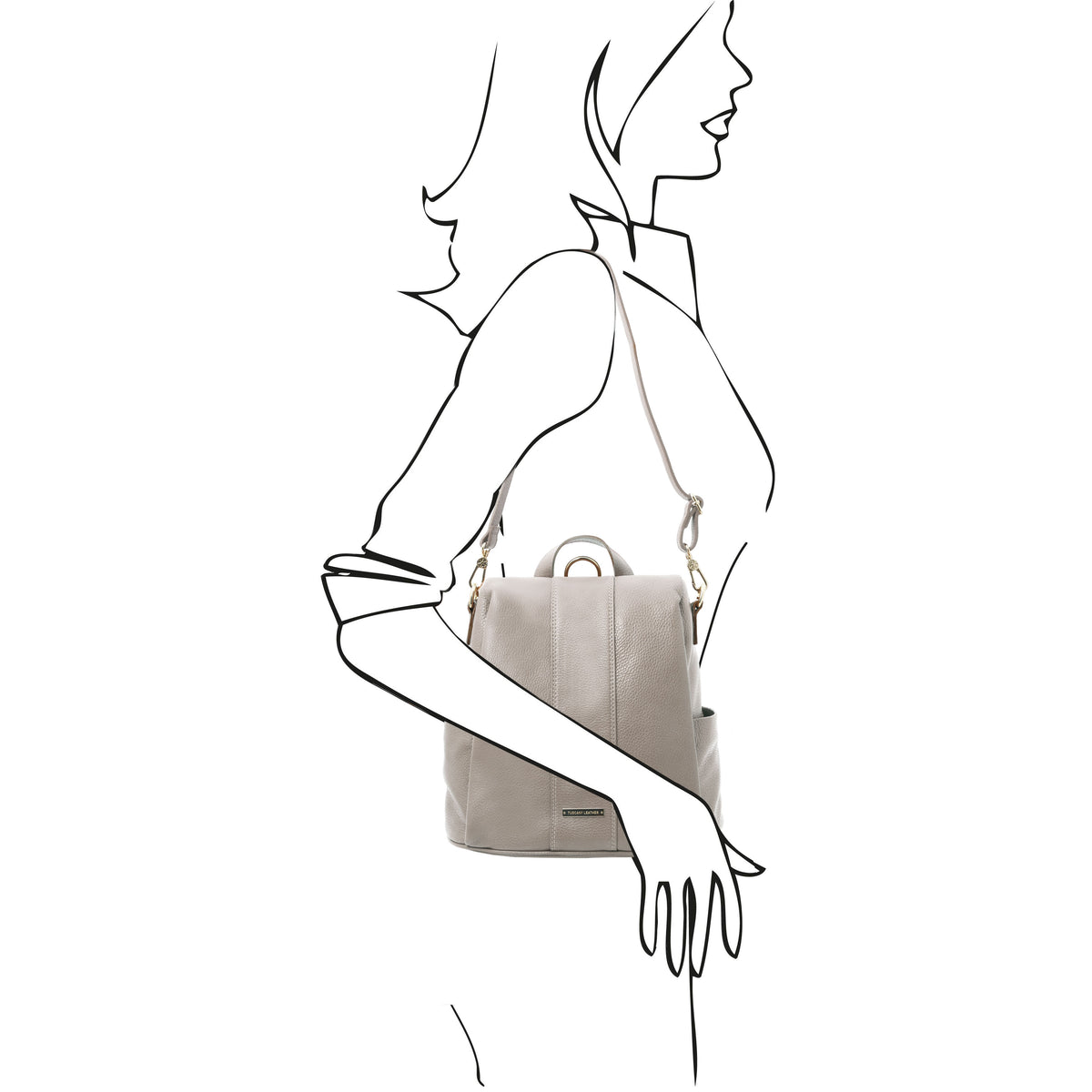 Sac à dos antivol femme ORVIETO en cuir véritable grainé