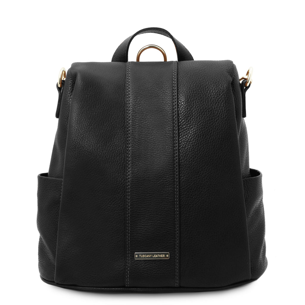Sac à dos antivol femme ORVIETO en cuir véritable grainé