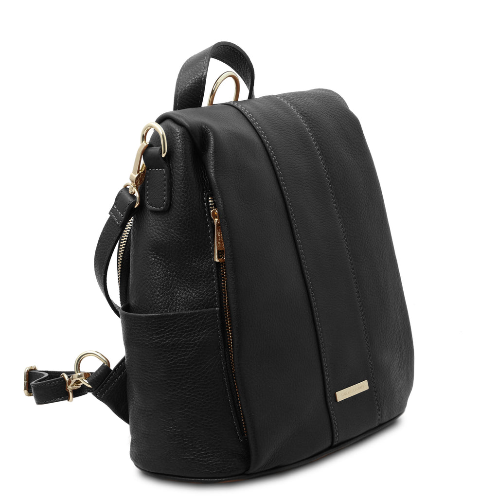Sac à dos antivol femme ORVIETO en cuir véritable grainé