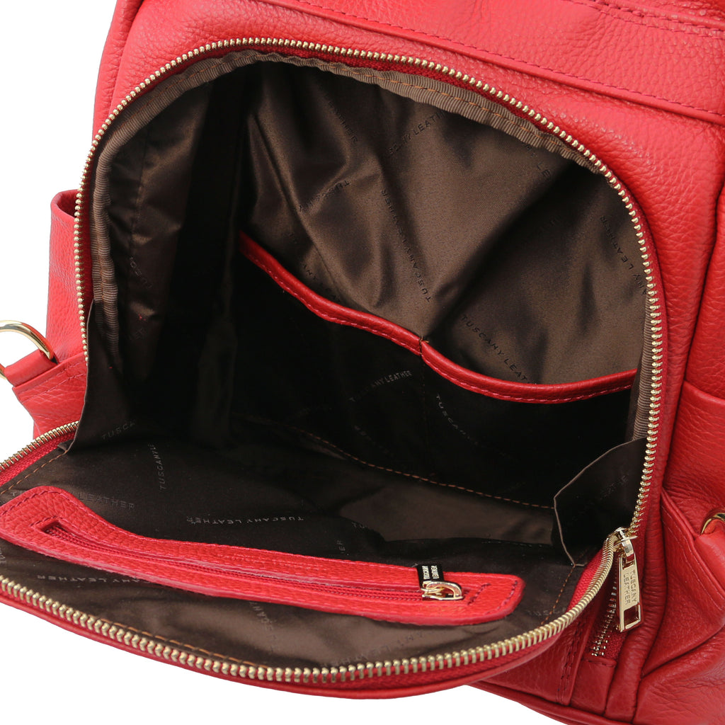 Sac à dos antivol femme ORVIETO en cuir véritable grainé