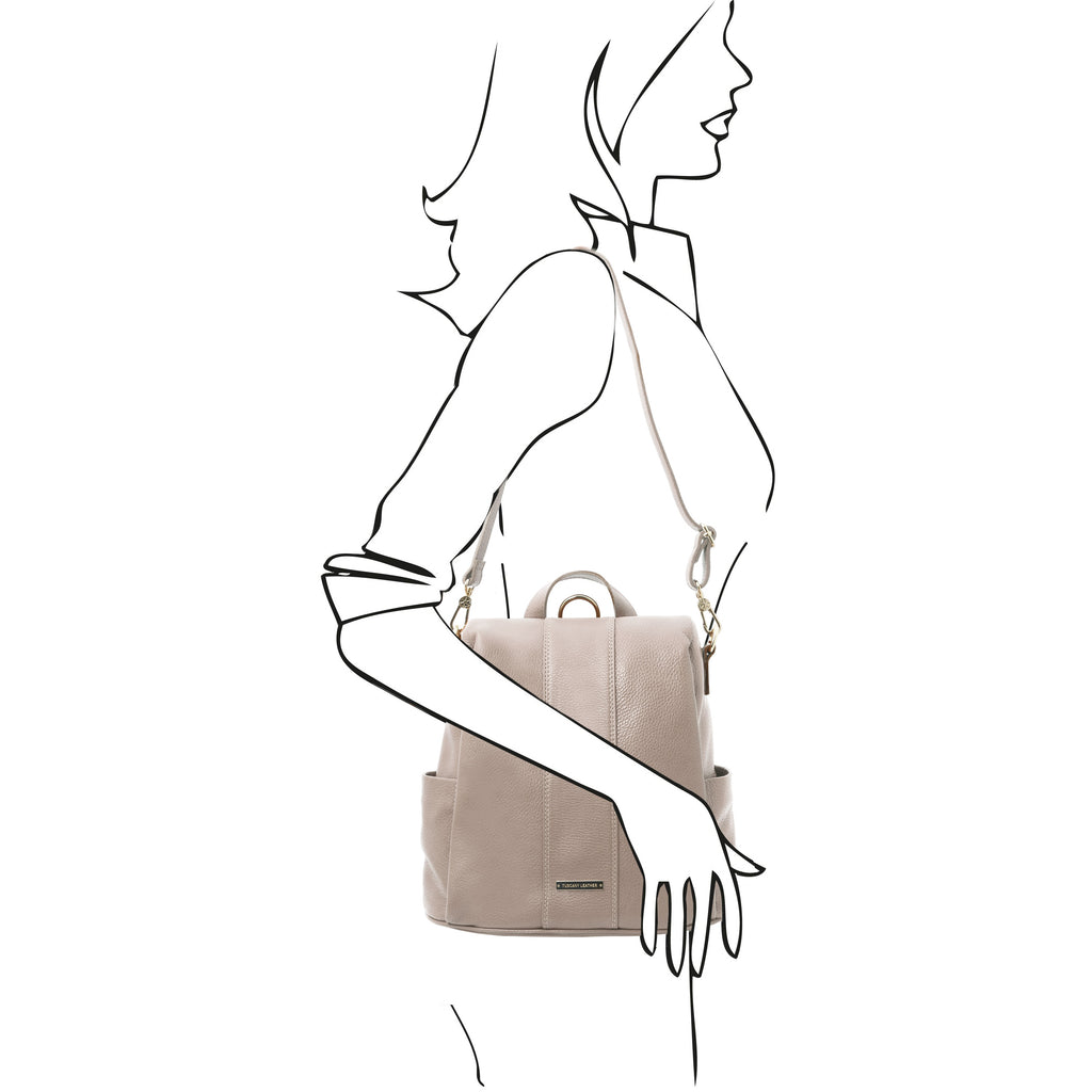 Sac à dos antivol femme ORVIETO en cuir véritable grainé
