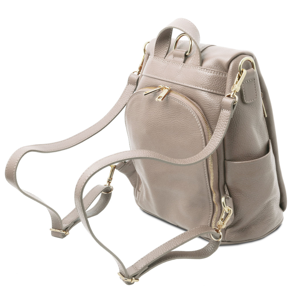 Sac à dos antivol femme ORVIETO en cuir véritable grainé