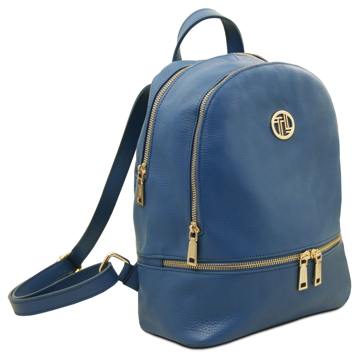 Sac à dos femme ELARA compact en cuir grainé à poche zippée