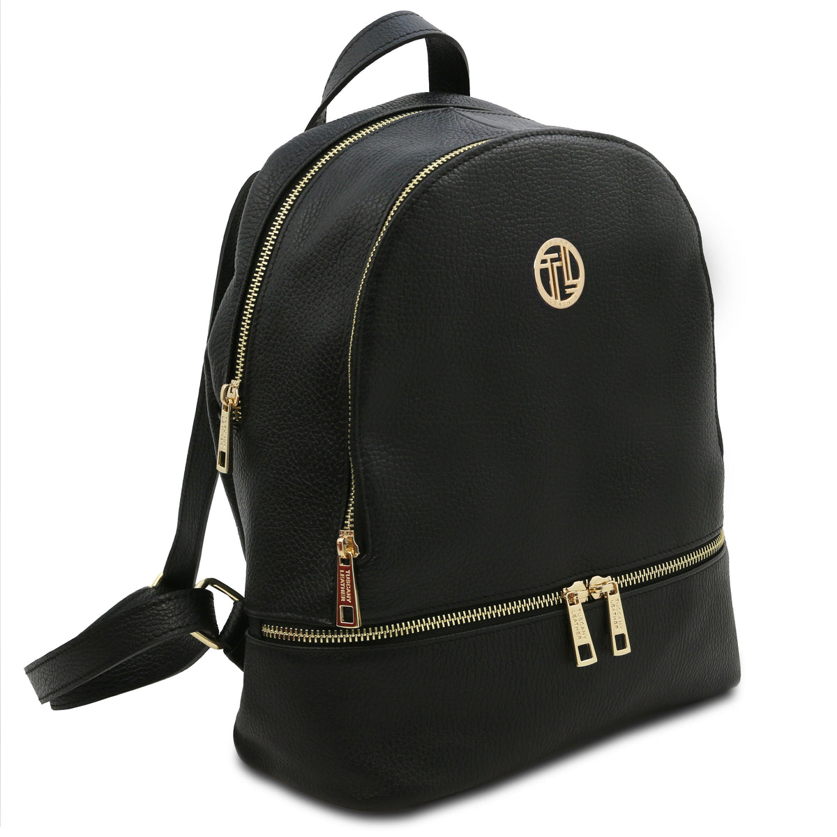 Sac à dos femme ELARA compact en cuir grainé à poche zippée