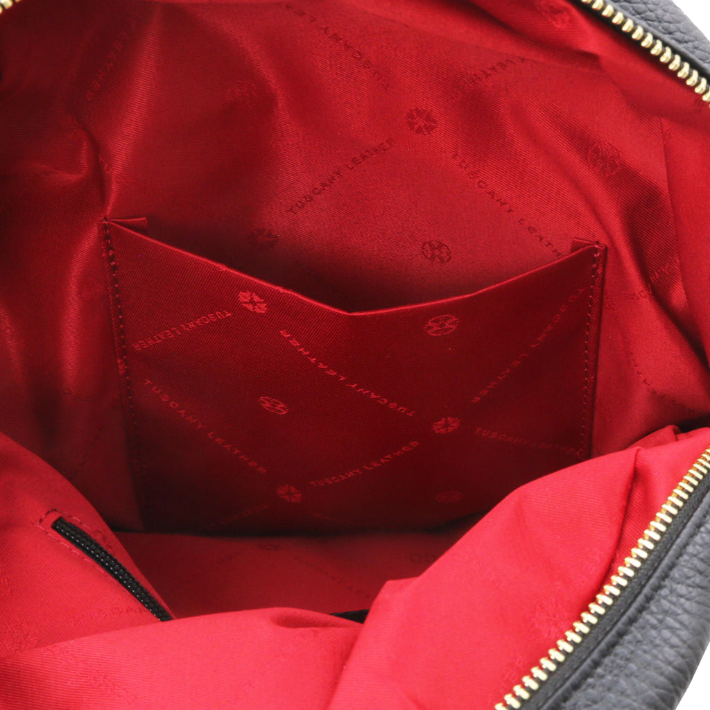 Sac à dos femme ELARA compact en cuir grainé à poche zippée