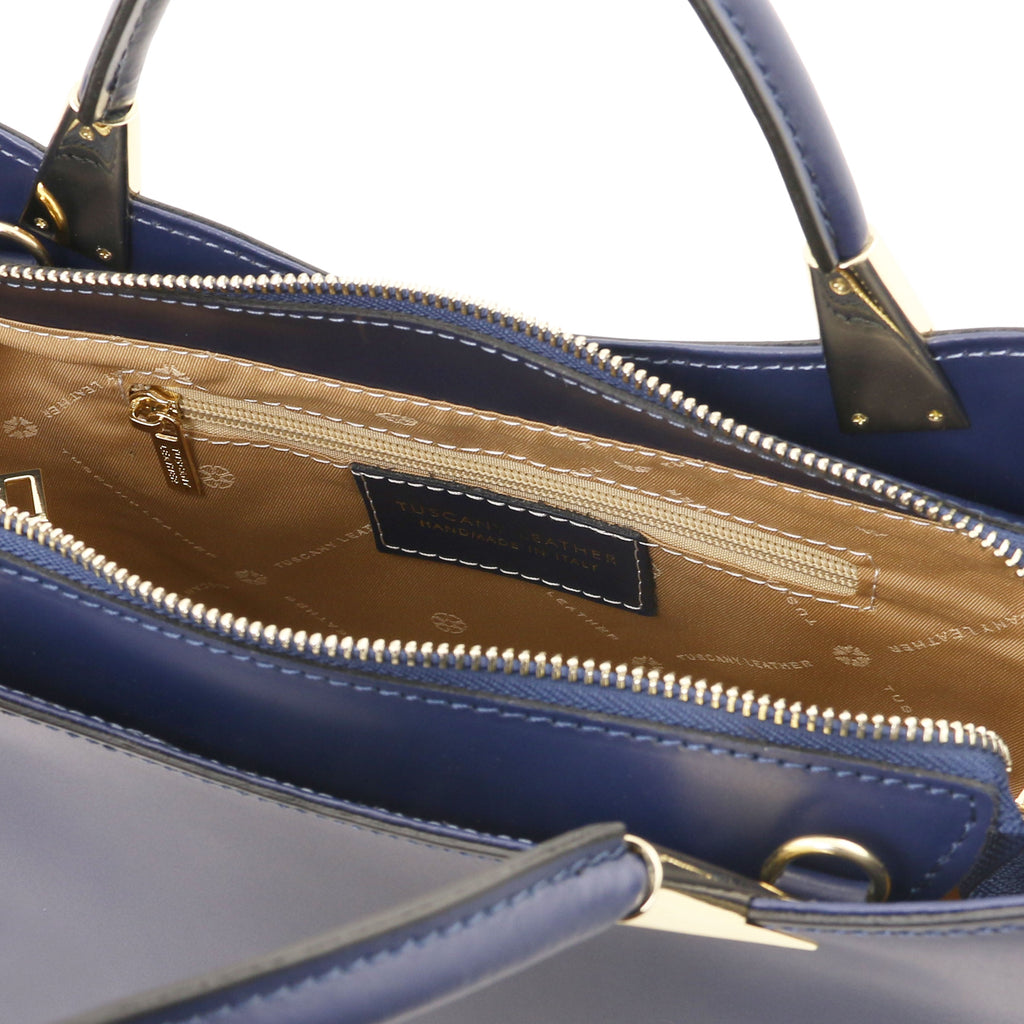 Sac à main femme LIVIA forme trapèze en cuir véritable structuré