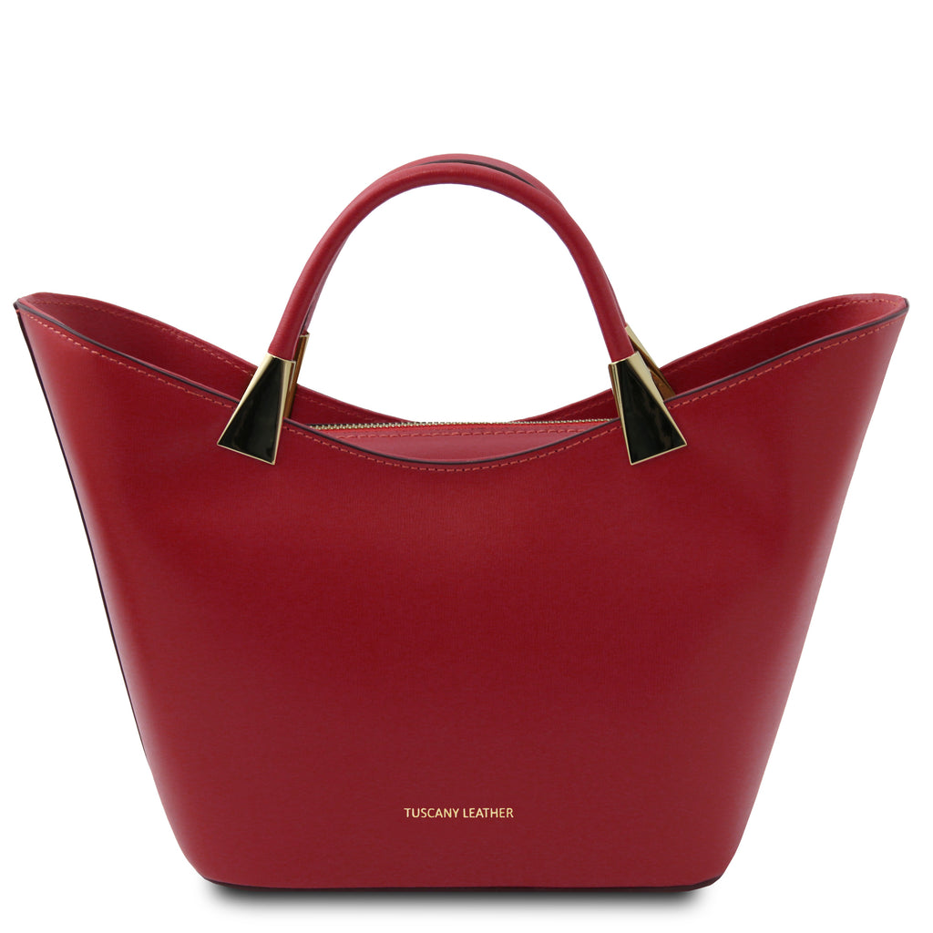Sac à main femme LIVIA forme trapèze en cuir véritable structuré
