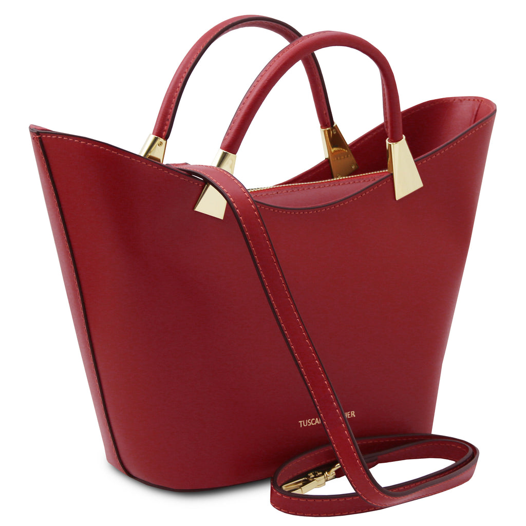 Sac à main femme LIVIA forme trapèze en cuir véritable structuré