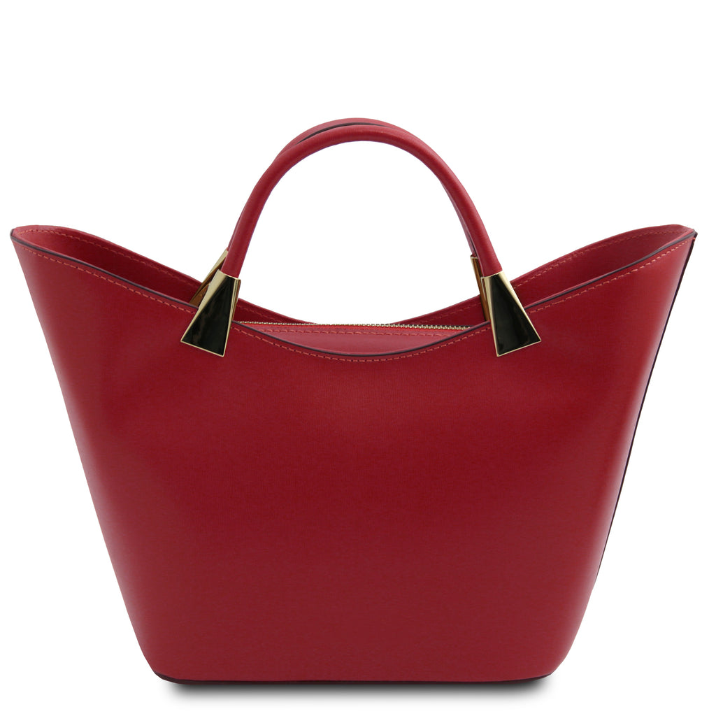 Sac à main femme LIVIA forme trapèze en cuir véritable structuré