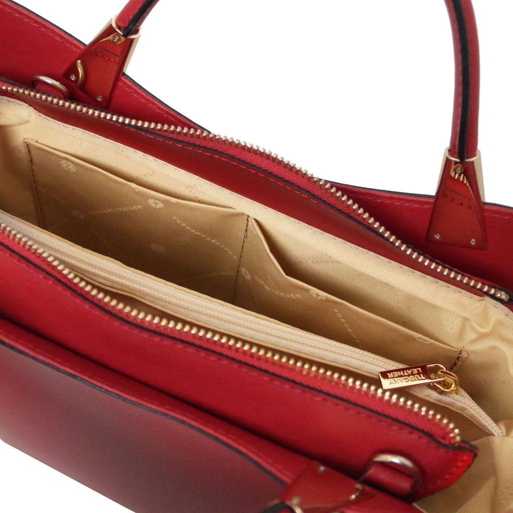 Sac à main femme LIVIA forme trapèze en cuir véritable structuré