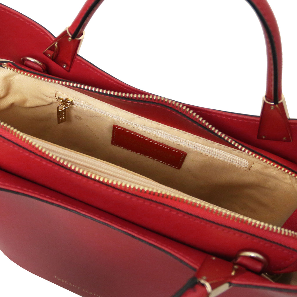 Sac à main femme LIVIA forme trapèze en cuir véritable structuré