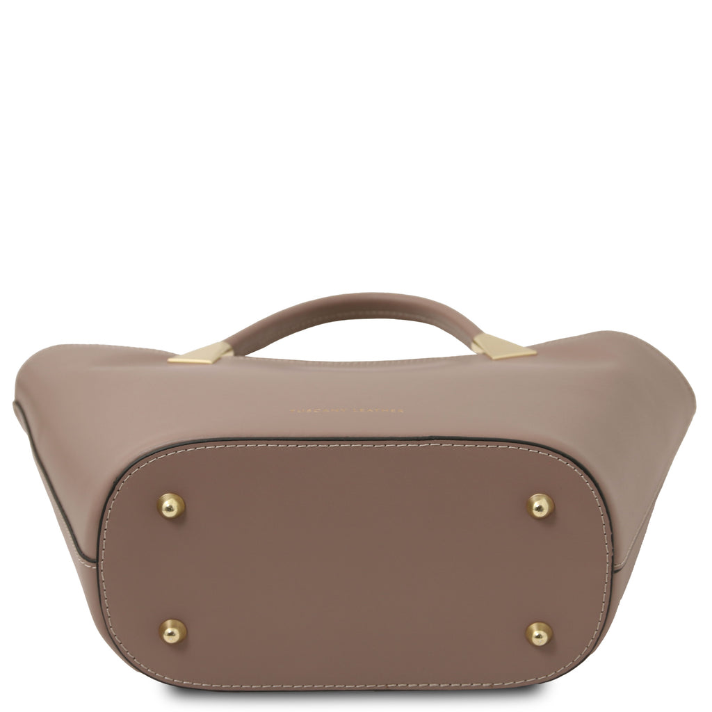 Sac à main femme LIVIA forme trapèze en cuir véritable structuré