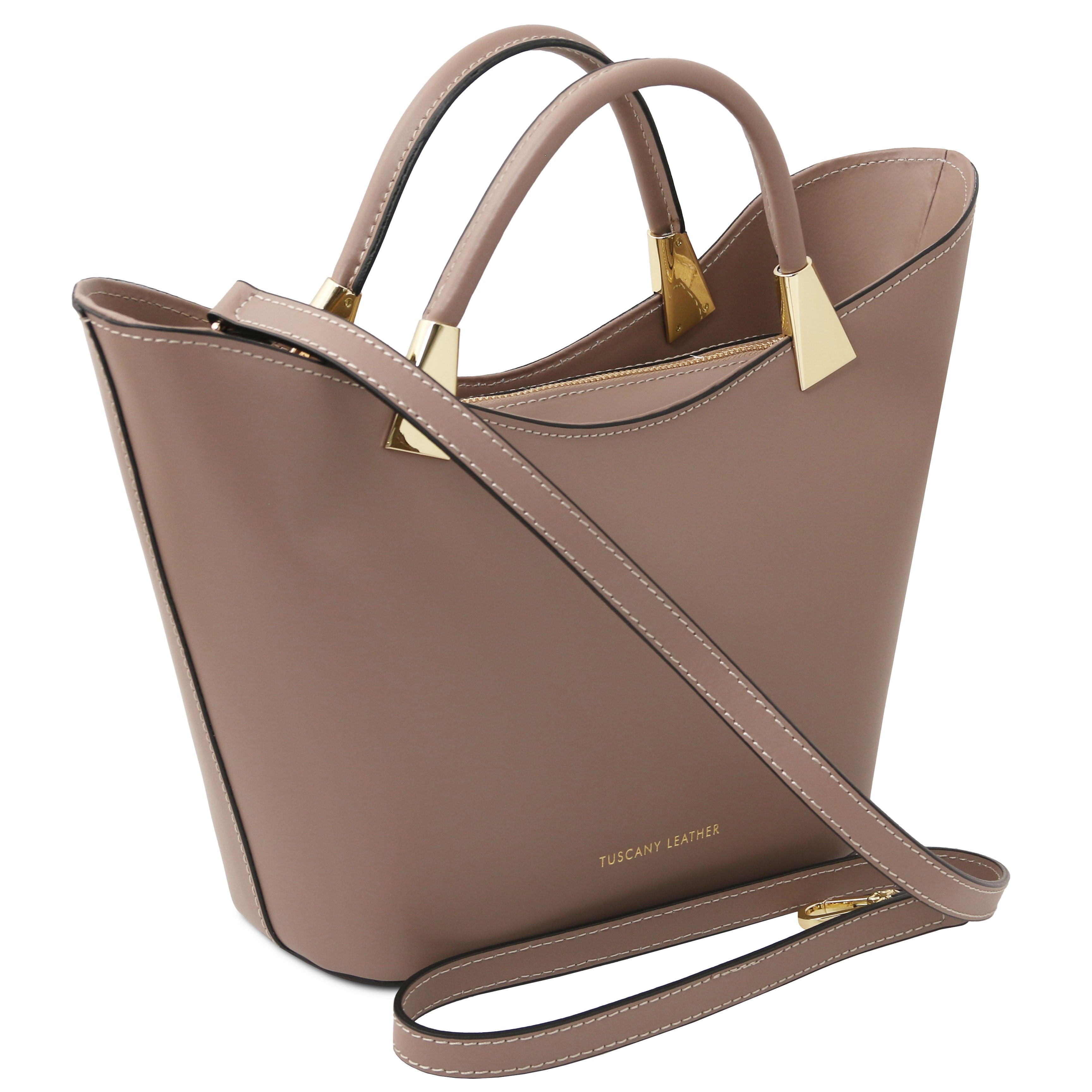 Sac à main femme LIVIA forme trapèze en cuir véritable structuré Image secondaire du produit