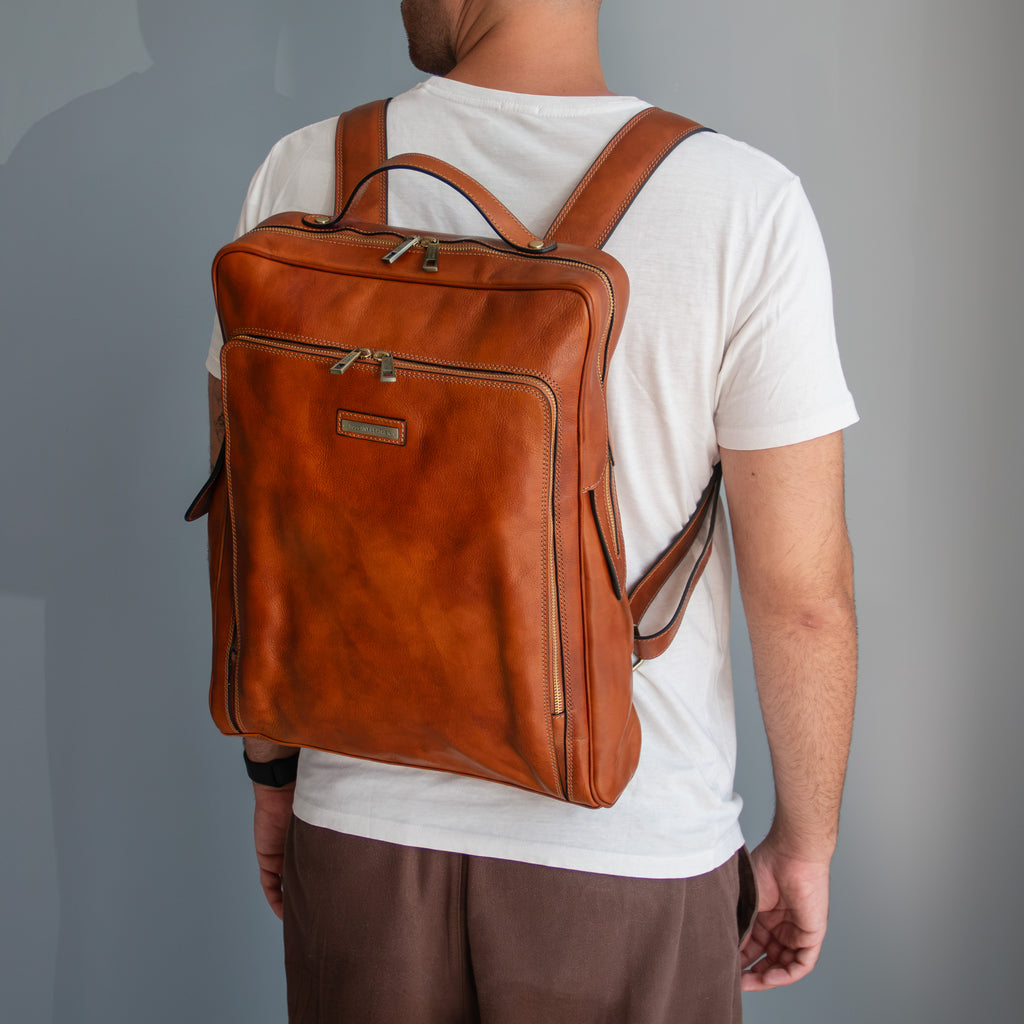 Sac à dos homme ordinateur 17 pouces cuir pleine fleur BANGKOK