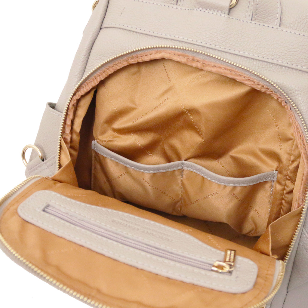 Sac à dos antivol femme ORVIETO en cuir véritable grainé