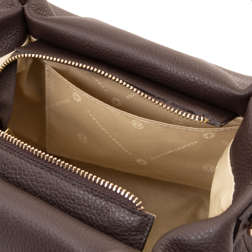 Sac à main femme NORA souple en cuir aux lignes arrondies