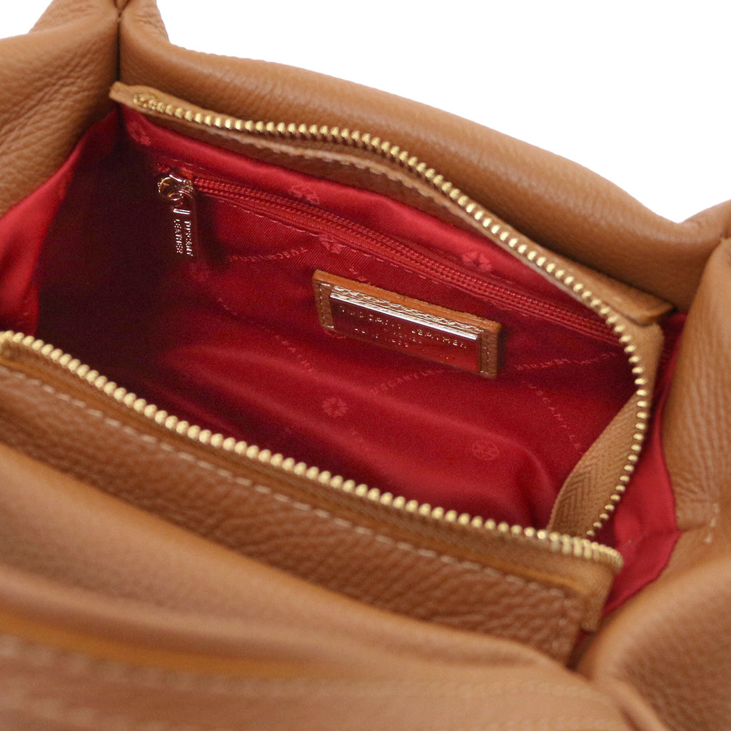 Sac à main femme NORA souple en cuir aux lignes arrondies