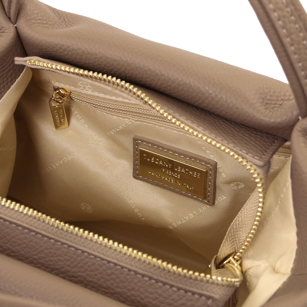 Sac à main femme NORA souple en cuir aux lignes arrondies