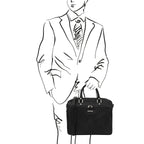 Cartable homme ordinateur cuir pleine fleur 2 compartiments PISA