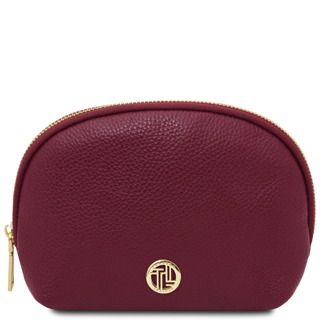 Trousse de toilette femme VERA en cuir grainé souple