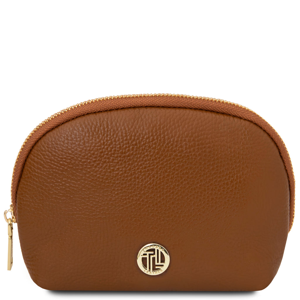 Trousse de toilette femme VERA en cuir grainé souple