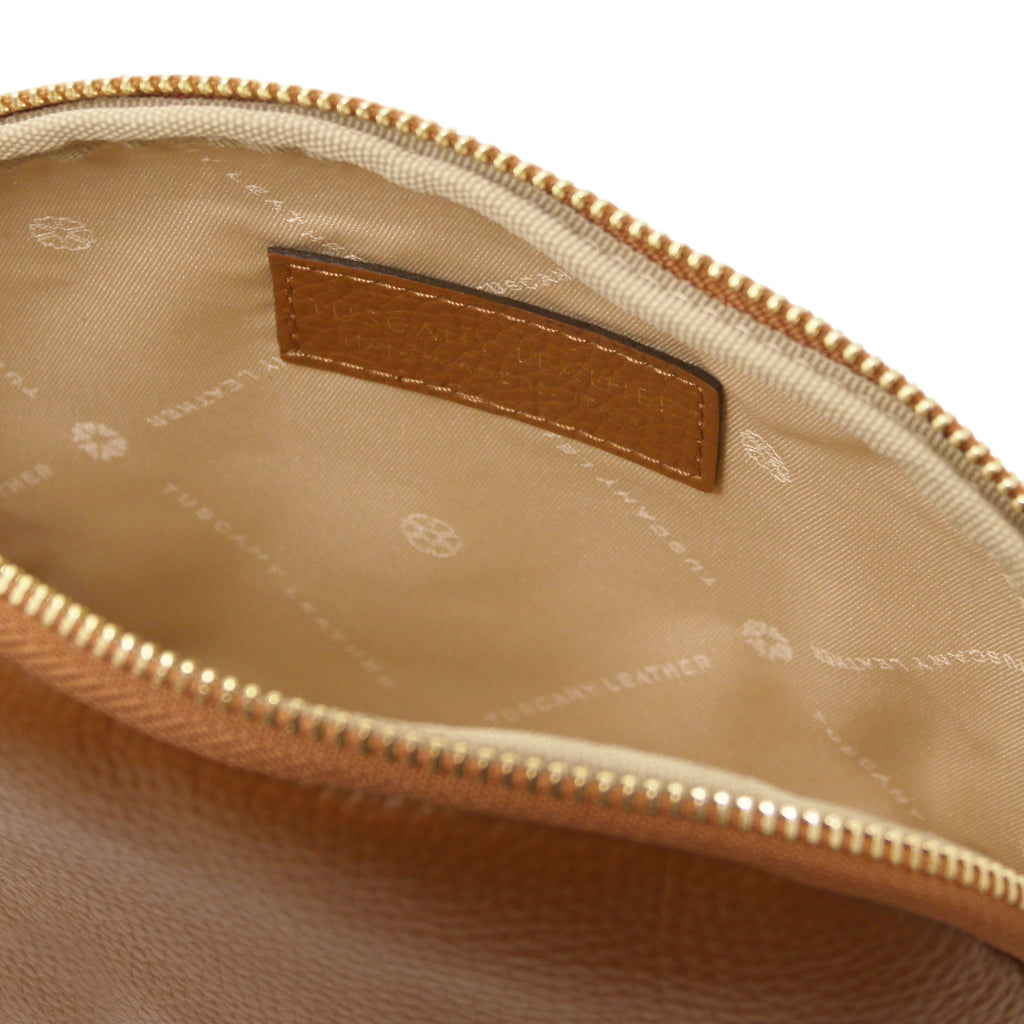 Trousse de toilette femme VERA en cuir grainé souple