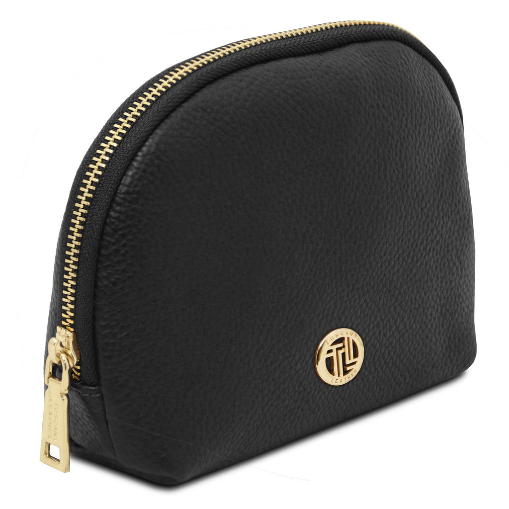 Trousse de toilette femme VERA en cuir grainé souple