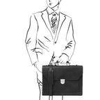 Cartable homme cuir pleine fleur rigide 3 compartiments CREMONA