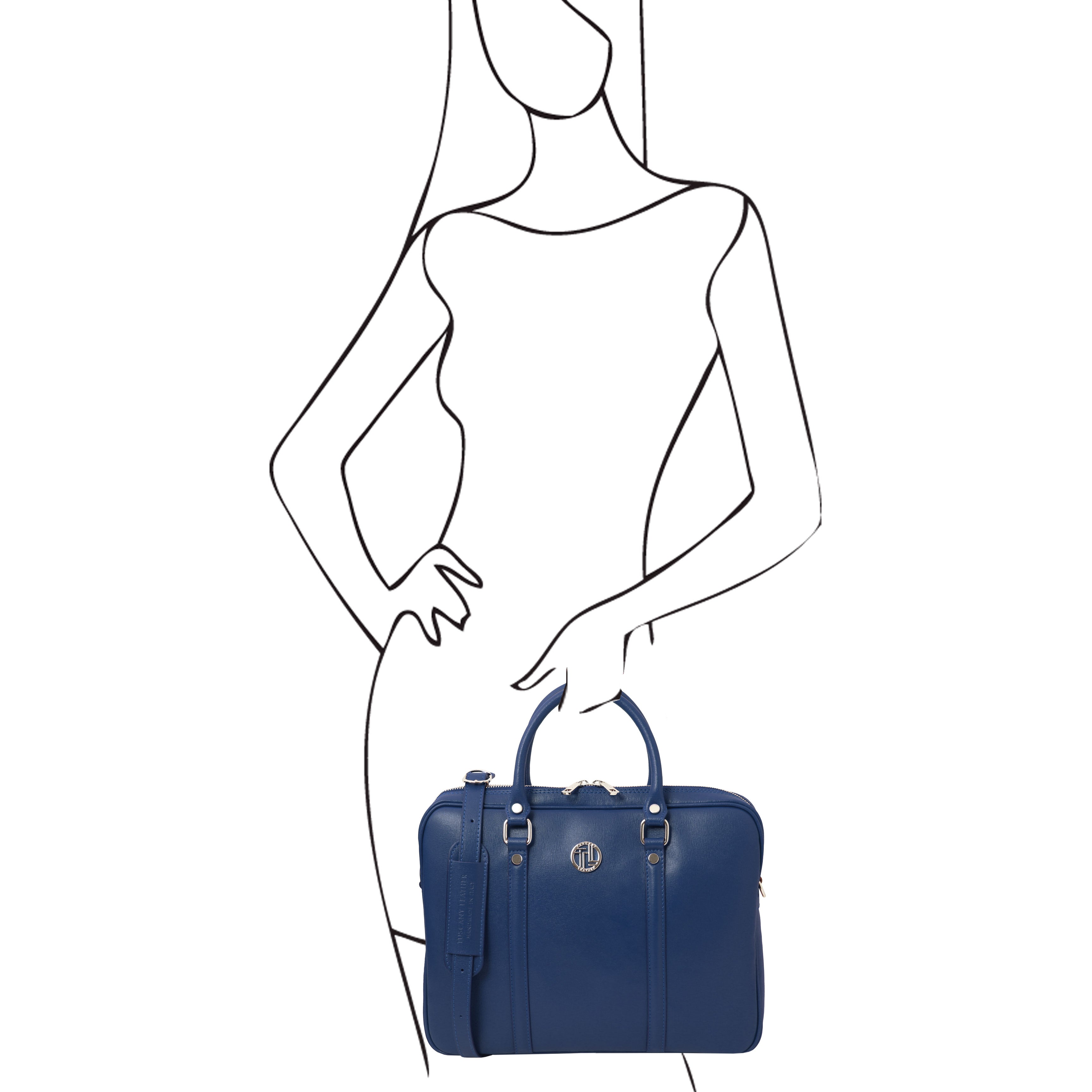 PRATO — Serviette ordinateur en cuir Saffiano
