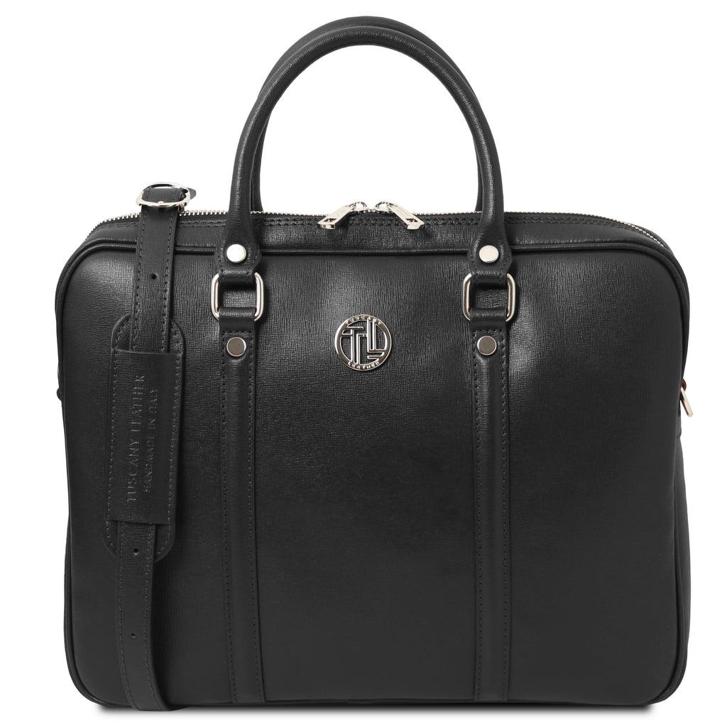 PRATO — Serviette ordinateur en cuir Saffiano