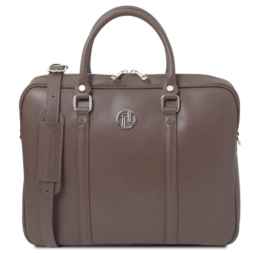 PRATO — Serviette ordinateur en cuir Saffiano