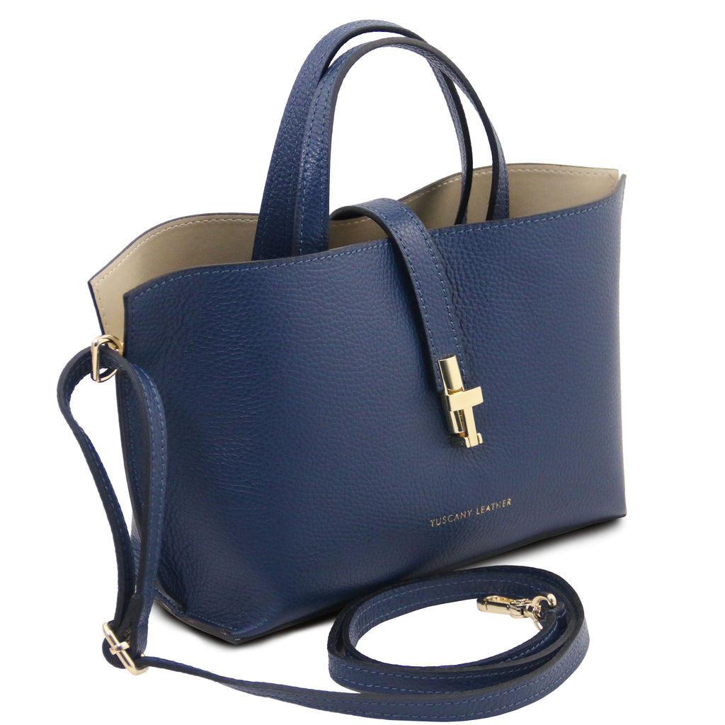 Sac cabas femme AGATHA structuré en cuir forme trapèze à fermoir