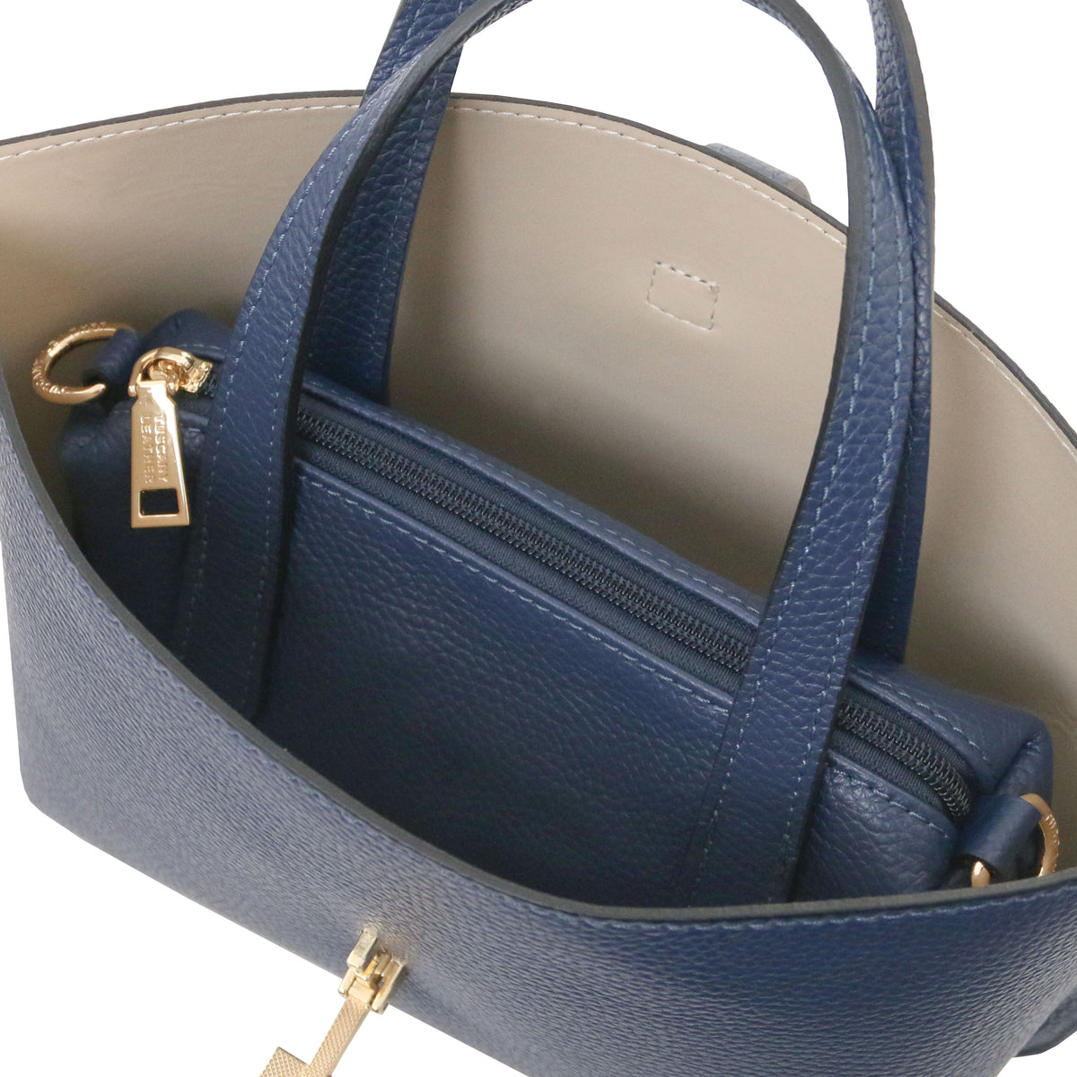 Sac cabas femme AGATHA structuré en cuir forme trapèze à fermoir
