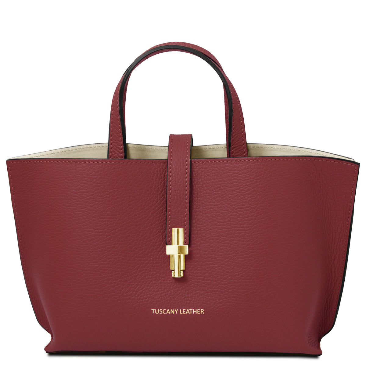 Sac cabas femme AGATHA structuré en cuir forme trapèze à fermoir Image principale du produit
