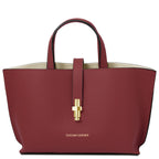 Sac cabas femme AGATHA structuré en cuir forme trapèze à fermoir