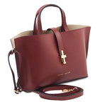 Sac cabas femme AGATHA structuré en cuir forme trapèze à fermoir