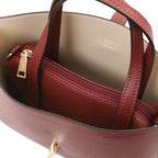 Sac cabas femme AGATHA structuré en cuir forme trapèze à fermoir