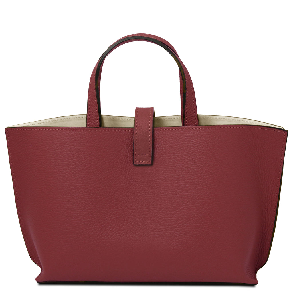 Sac cabas femme AGATHA structuré en cuir forme trapèze à fermoir