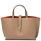 Sac cabas femme AGATHA structuré en cuir forme trapèze à fermoir