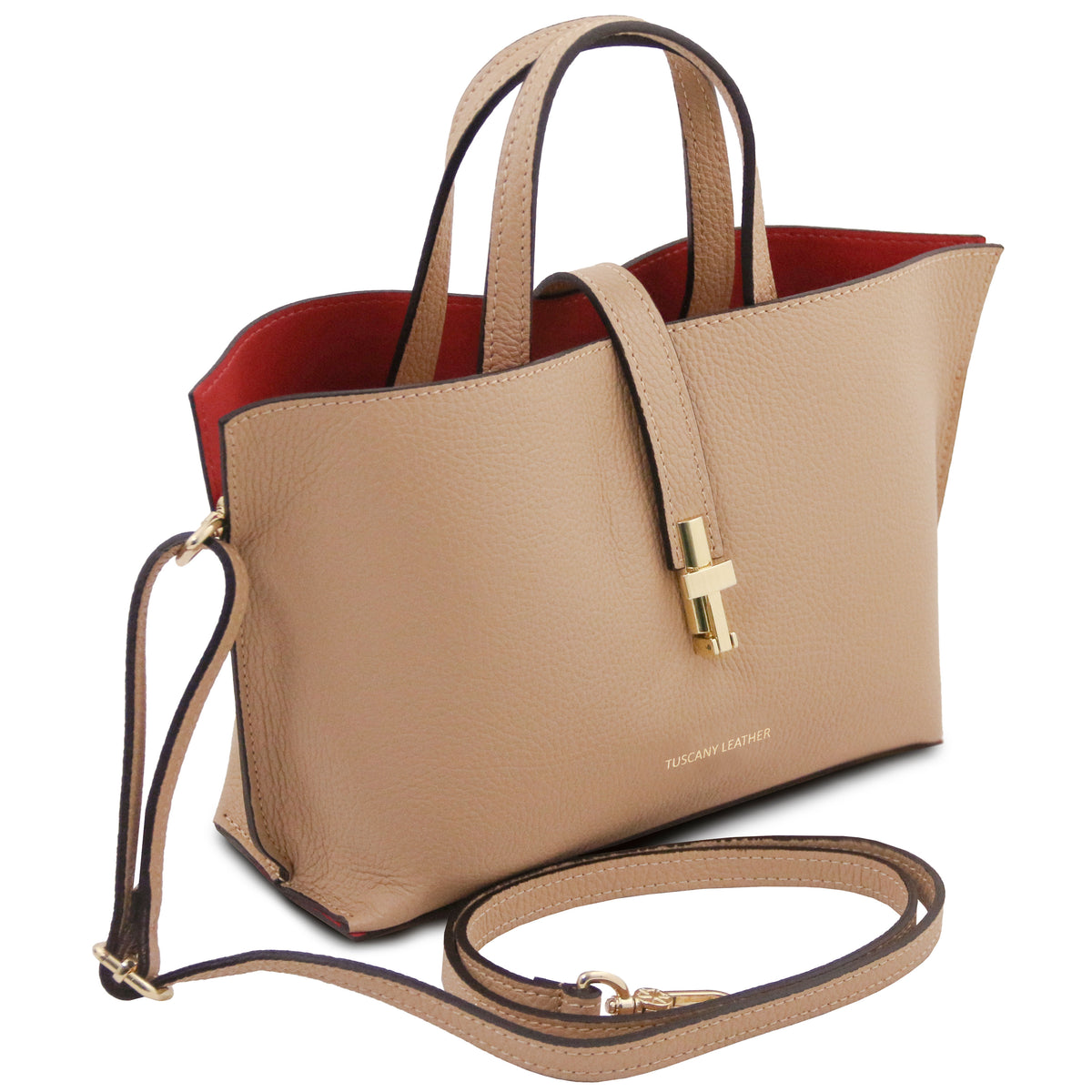 Sac cabas femme AGATHA structuré en cuir forme trapèze à fermoir