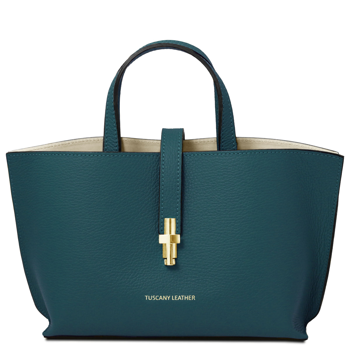 Sac cabas femme AGATHA structuré en cuir forme trapèze à fermoir