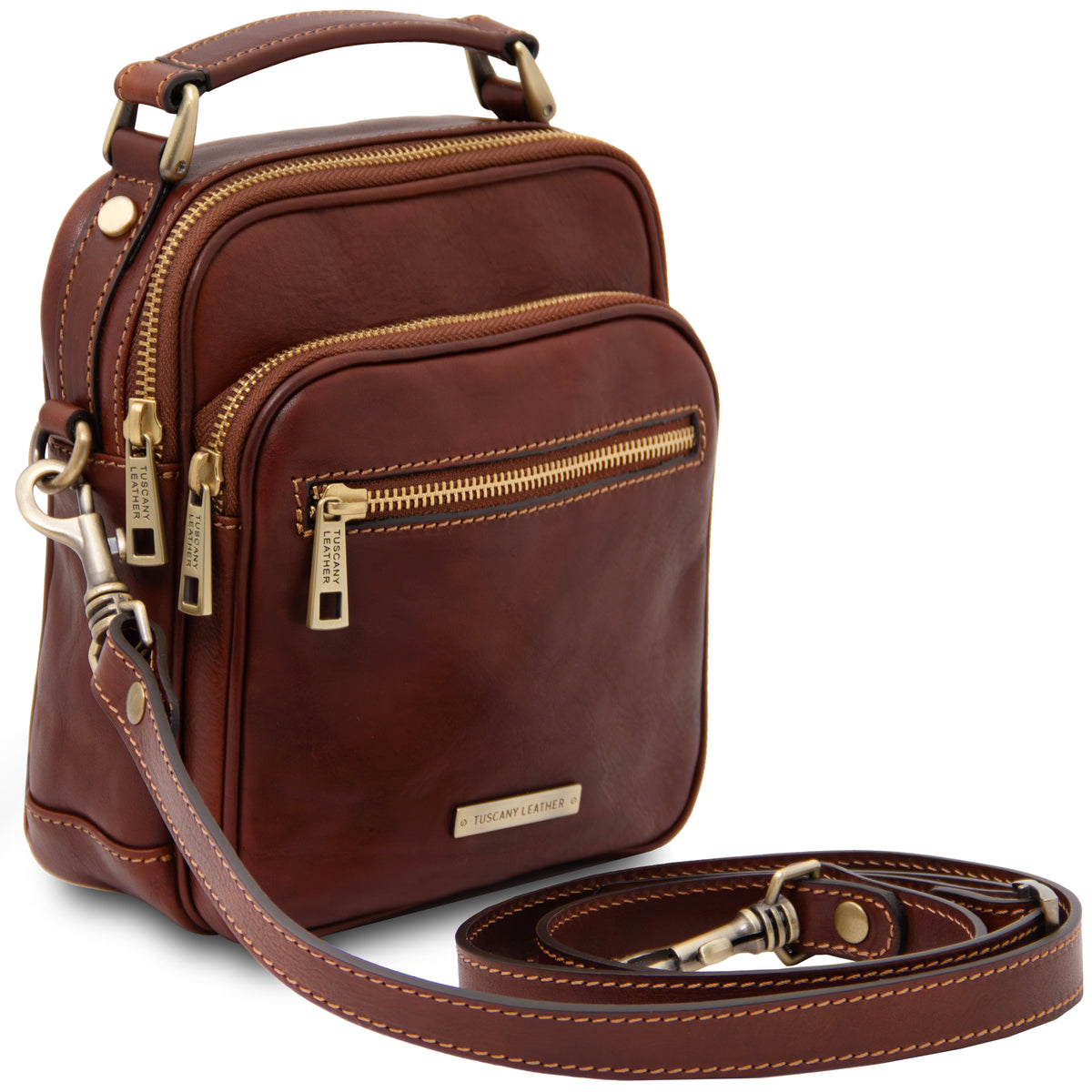 Sac bandoulière homme cuir pleine fleur 2 compartiments PAUL