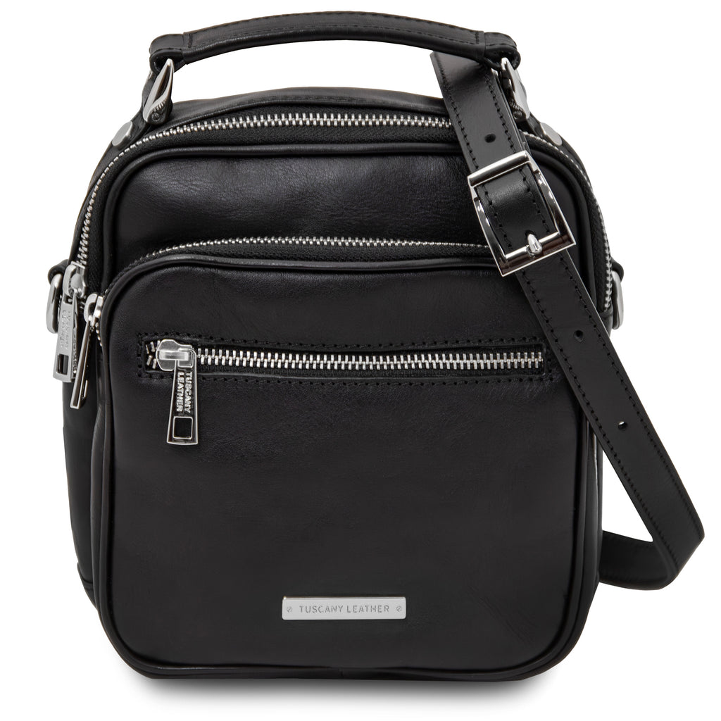 Sac bandoulière homme cuir pleine fleur 2 compartiments PAUL