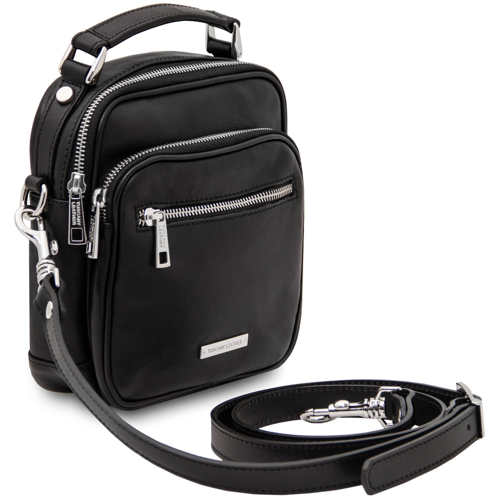 Sac bandoulière homme cuir pleine fleur 2 compartiments PAUL