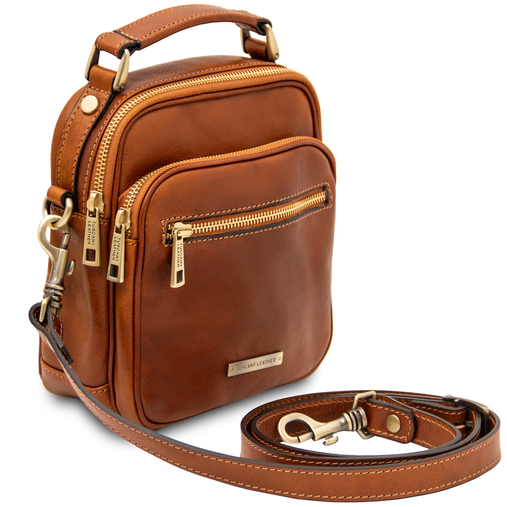 Sac bandoulière homme cuir pleine fleur 2 compartiments PAUL