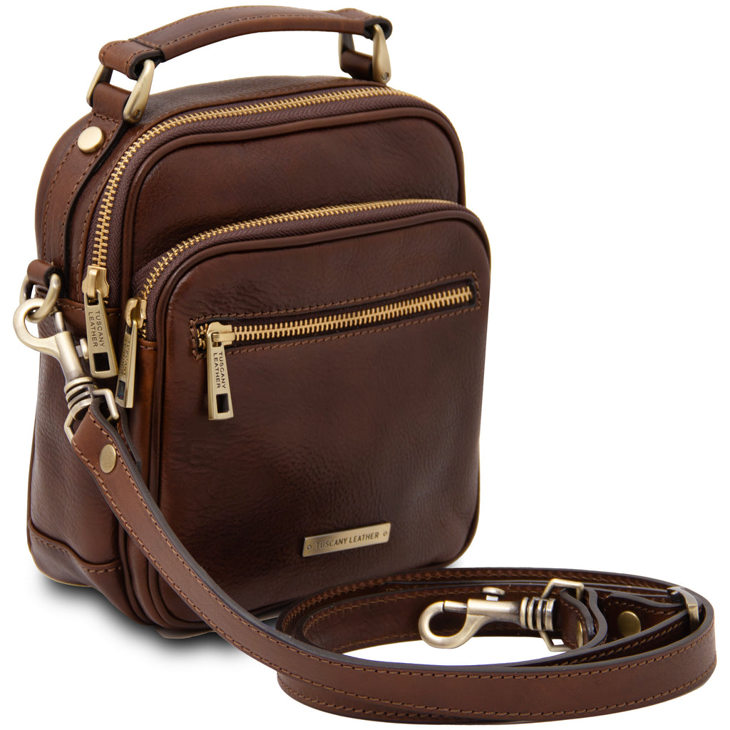 Sac bandoulière homme cuir pleine fleur 2 compartiments PAUL
