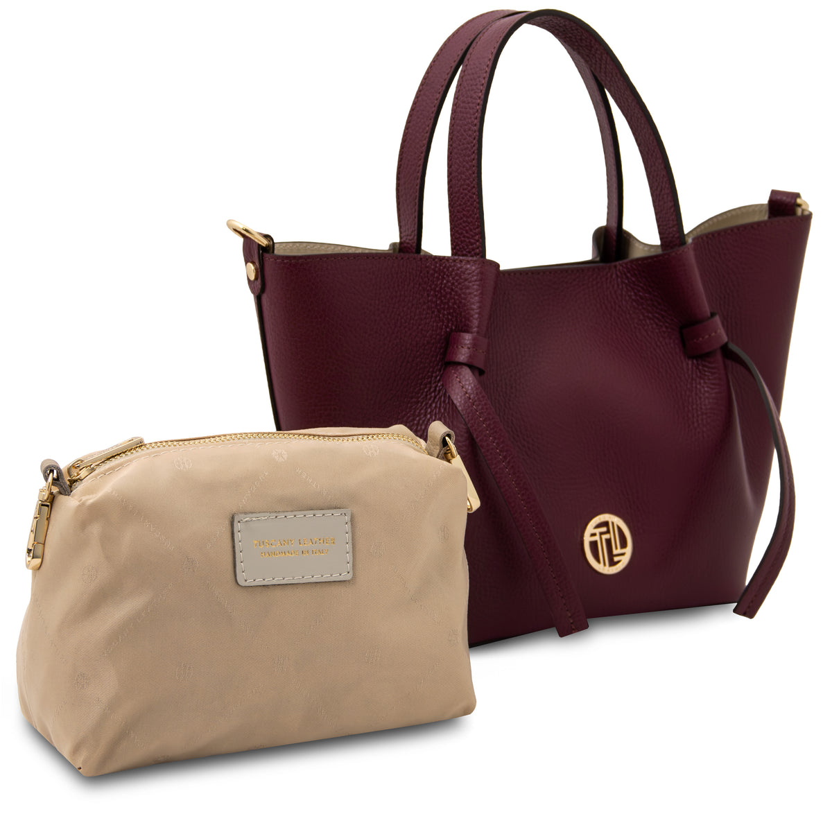 Sac cabas femme LEGAME compact en cuir véritable forme évasée