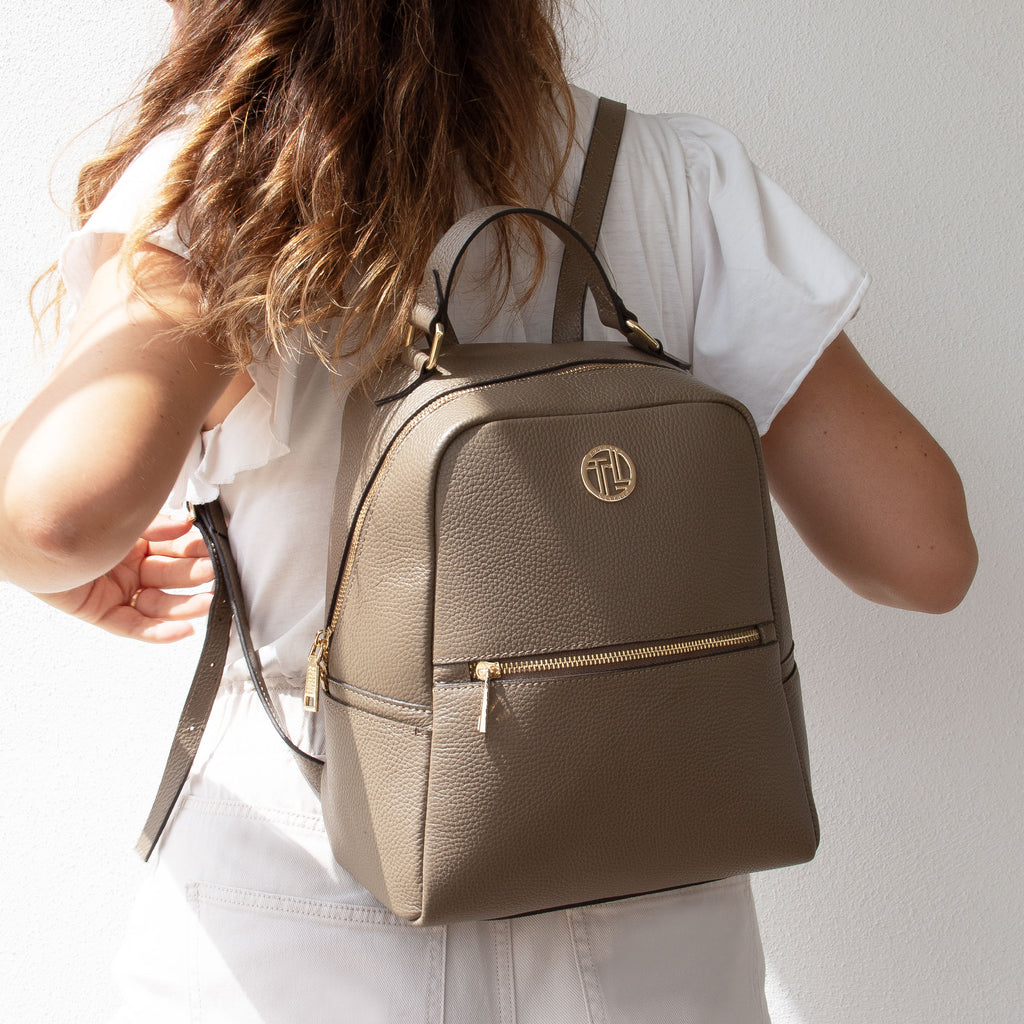 Sac à dos femme PRISMA compact en cuir véritable grainé