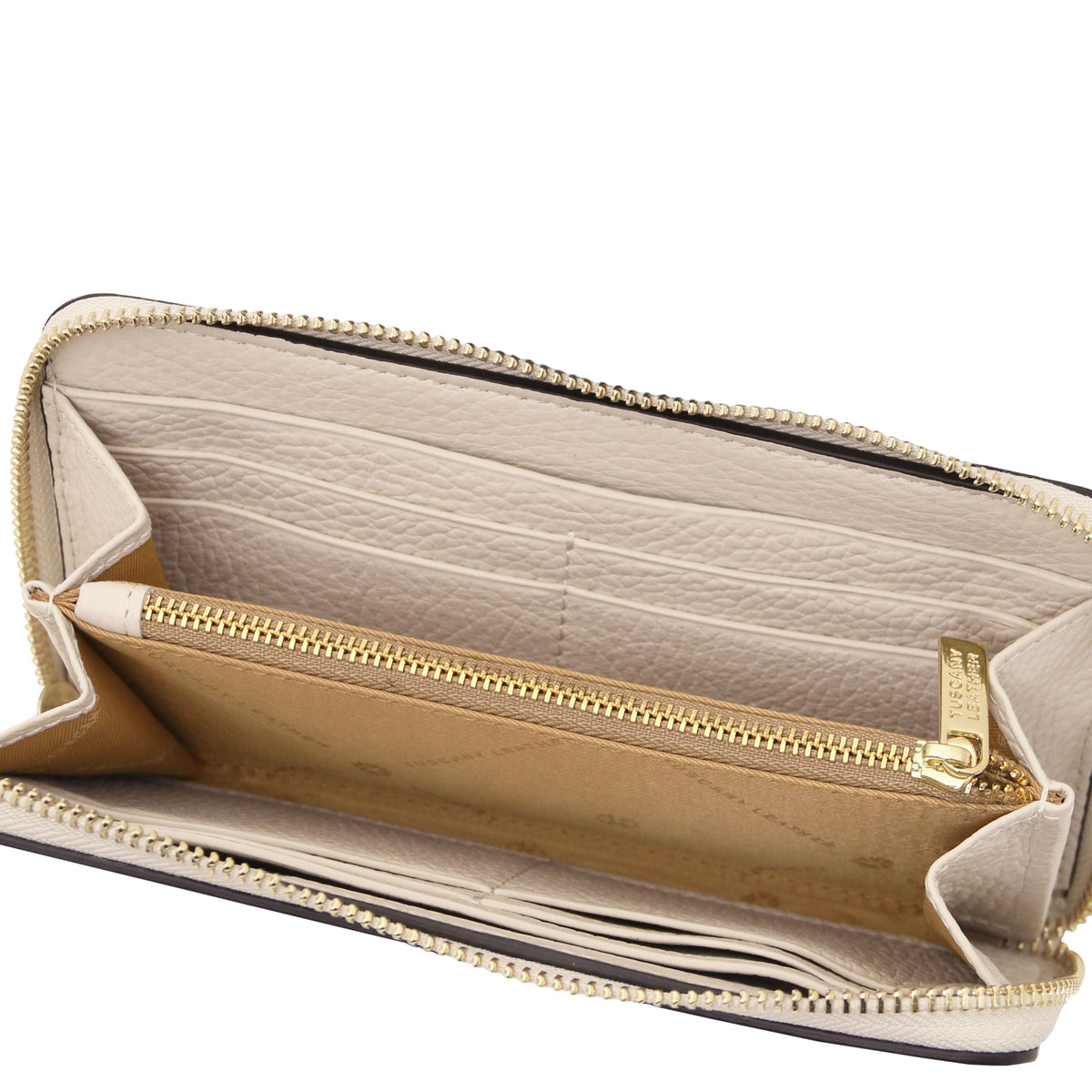 Portefeuille femme FINANCIER zippé en cuir grainé