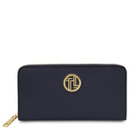 Portefeuille femme FINANCIER zippé en cuir grainé